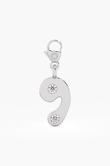 9kt White Gold Finish Diamond Number 9 Charm