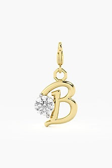 9kt Yellow Gold Finish Diamond B Initial Charm
