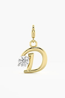 9kt Yellow Gold Finish Diamond D Initial Charm