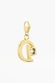 9kt Yellow Gold Finish Diamond D Initial Charm