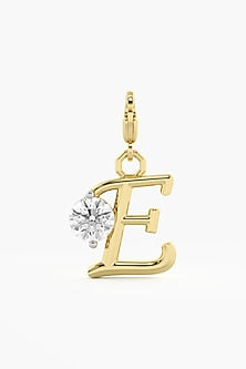 9kt Yellow Gold Finish Diamond E Initial Charm