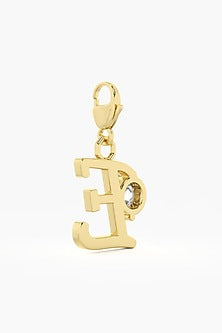 9kt Yellow Gold Finish Diamond E Initial Charm