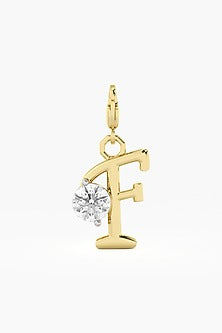 9kt Yellow Gold Finish Diamond F Initial Charm