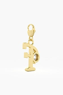 9kt Yellow Gold Finish Diamond F Initial Charm