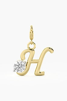 9kt Yellow Gold Finish Diamond H Initial Charm