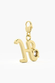 9kt Yellow Gold Finish Diamond H Initial Charm