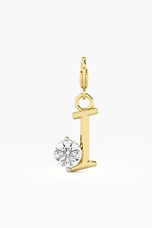9kt Yellow Gold Finish Diamond I Initial Charm