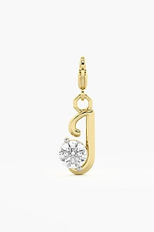 9kt Yellow Gold Finish Diamond J Initial Charm