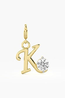 9kt Yellow Gold Finish Diamond K Initial Charm