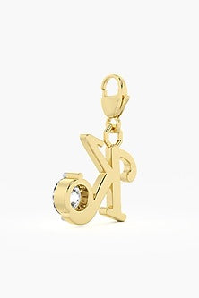 9kt Yellow Gold Finish Diamond K Initial Charm
