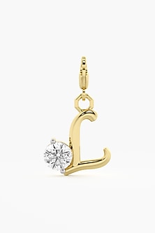 9kt Yellow Gold Finish Diamond L Initial Charm