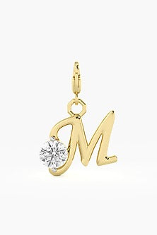 9kt Yellow Gold Finish Diamond M Initial Charm