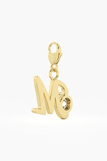 9kt Yellow Gold Finish Diamond M Initial Charm