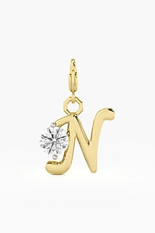 9kt Yellow Gold Finish Diamond N Initial Charm