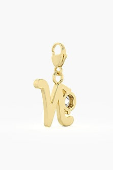 9kt Yellow Gold Finish Diamond N Initial Charm