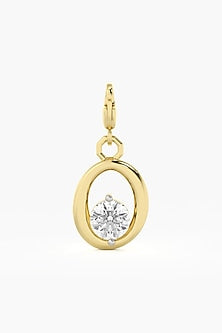 9kt Yellow Gold Finish Diamond O Initial Charm