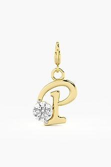 9kt Yellow Gold Finish Diamond P Initial Charm