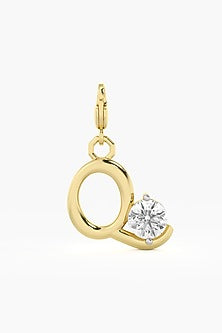 9kt Yellow Gold Finish Diamond Q Initial Charm