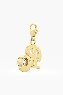 9kt Yellow Gold Finish Diamond R Initial Charm