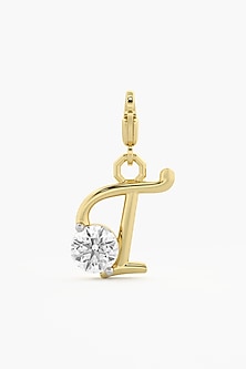 9kt Yellow Gold Finish Diamond T Initial Charm