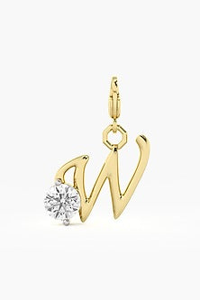 9kt Yellow Gold Finish Diamond W Initial Charm