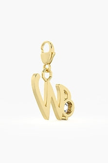 9kt Yellow Gold Finish Diamond W Initial Charm