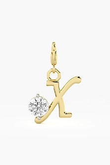 9kt Yellow Gold Finish Diamond X Initial Charm
