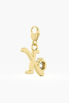 9kt Yellow Gold Finish Diamond X Initial Charm
