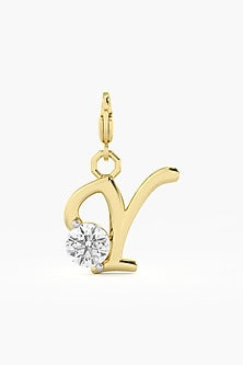 9kt Yellow Gold Finish Diamond Y Initial Charm