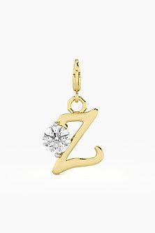 9kt Yellow Gold Finish Diamond Z Initial Charm