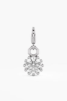 9kt White Gold Finish Diamond Solitaire Dangler Charm