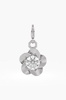 9kt White Gold Finish Diamond Solitaire Dangler Charm