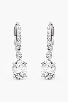 18kt White Gold 2.90ctw Oval & Round Cut Lab Grown Diamond Dangler Earrings