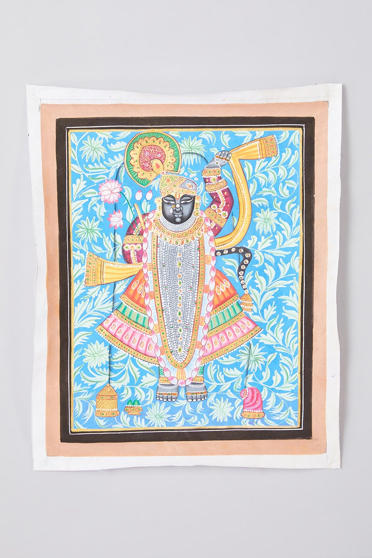 Blue Cotton Cloth Srinathji Swaroop Pichwai Painting