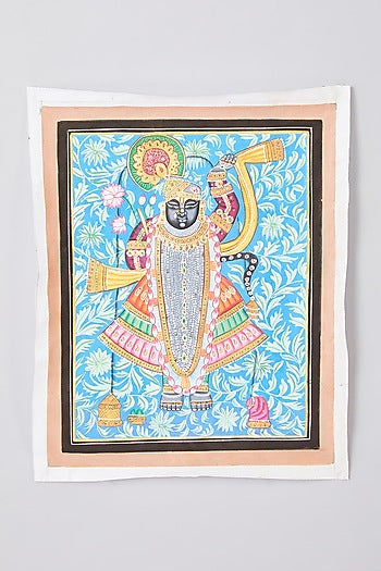 Blue Cotton Cloth Srinathji Swaroop Pichwai Painting