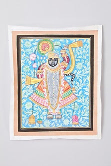 Blue Cotton Cloth Srinathji Swaroop Pichwai Painting