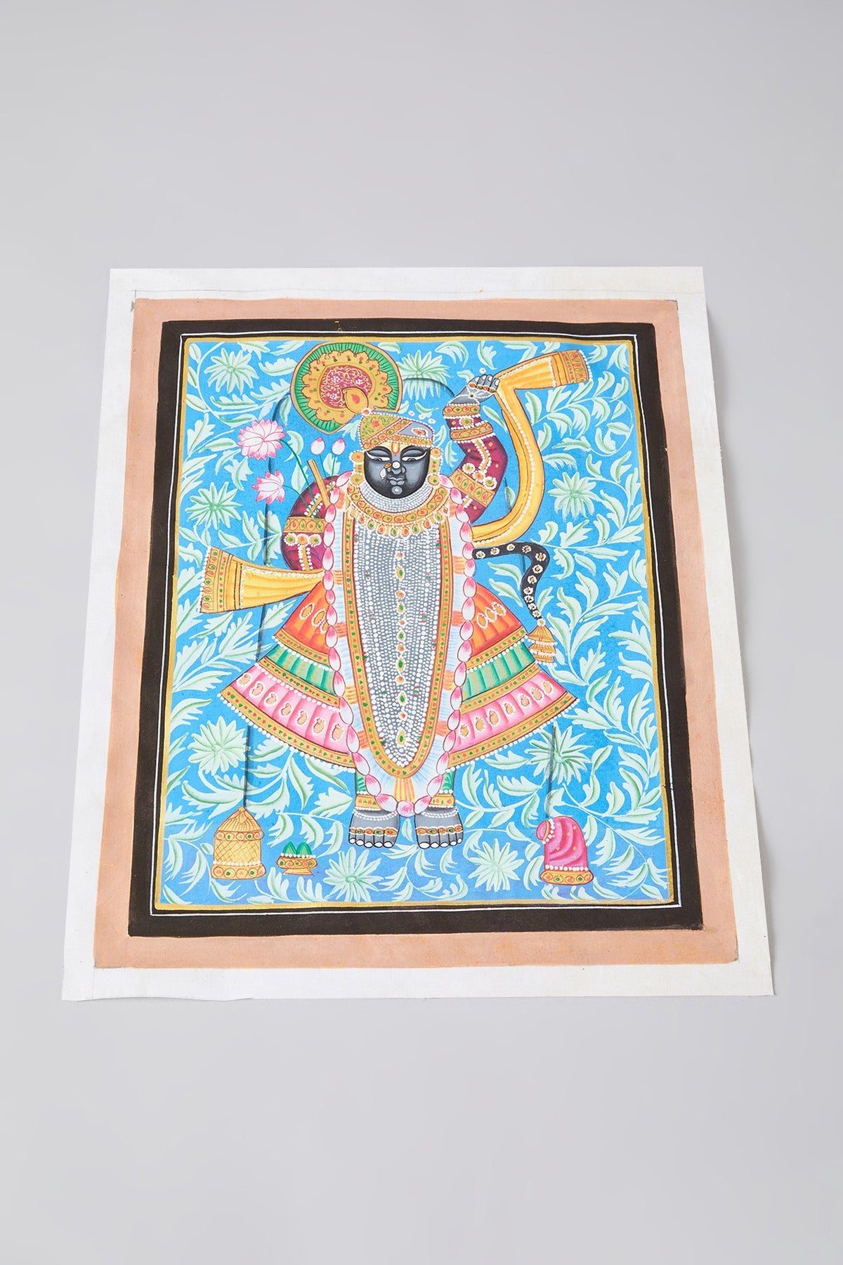 Blue Cotton Cloth Srinathji Swaroop Pichwai Painting