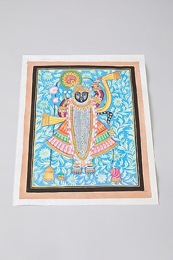 Blue Cotton Cloth Srinathji Swaroop Pichwai Painting