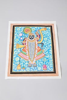 Blue Cotton Cloth Srinathji Swaroop Pichwai Painting
