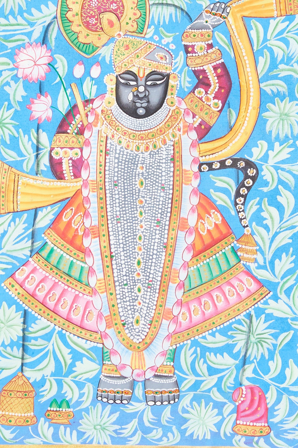 Blue Cotton Cloth Srinathji Swaroop Pichwai Painting