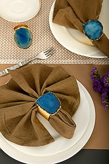 Blue Agate Stone Napkin Rings