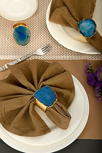 Blue Agate Stone Napkin Rings