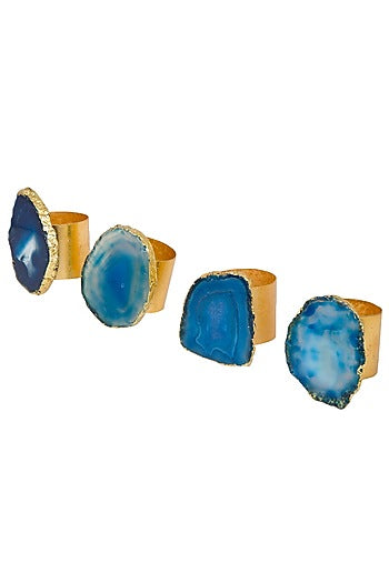 Blue Agate Stone Napkin Rings