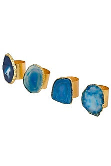 Blue Agate Stone Napkin Rings