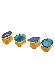 Blue Agate Stone Napkin Rings