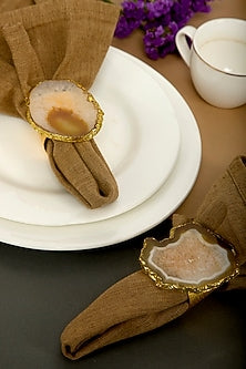 Brown Agate Stone Napkin Rings