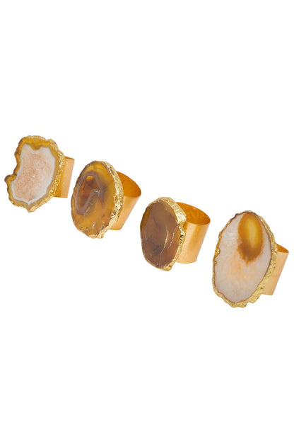 Brown Agate Stone Napkin Rings