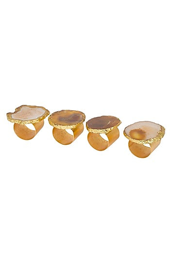 Brown Agate Stone Napkin Rings