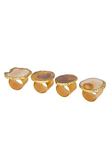 Brown Agate Stone Napkin Rings