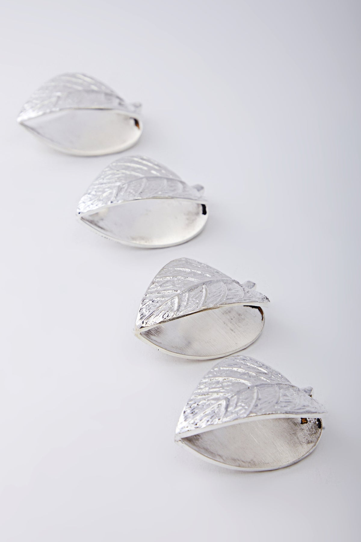 Silver Leaf Napkin Rings (Set of 4)